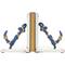 8" Blue Wood Anchor Distressed Bookends with Rope Accents & White Wood Stands Set
